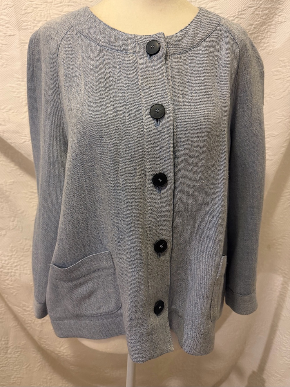 Gerard Darel Classic Light Blue Linen Blend Button-Front Women's Jacket Sz 40